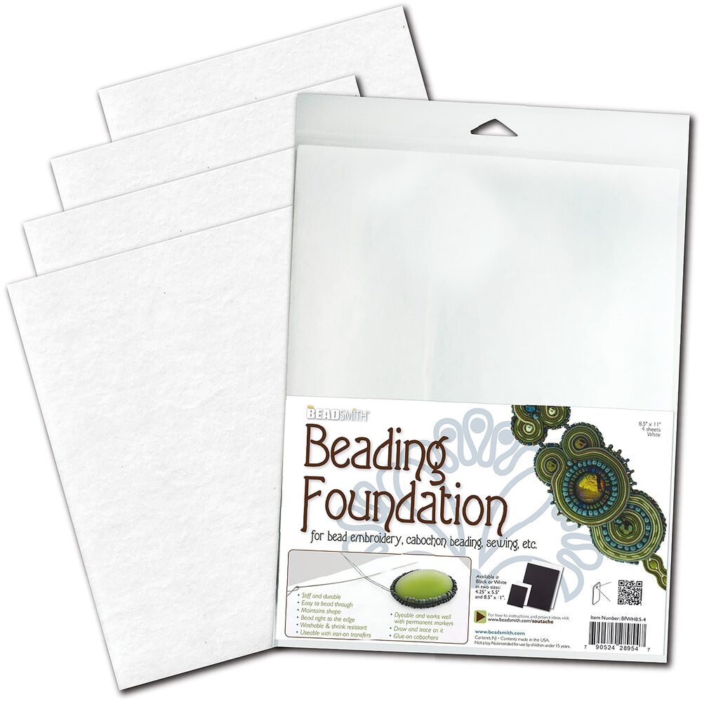 5187 Beading Foundation – 8.5 x 11 inches – White Fabric – 4 Sheets – Made